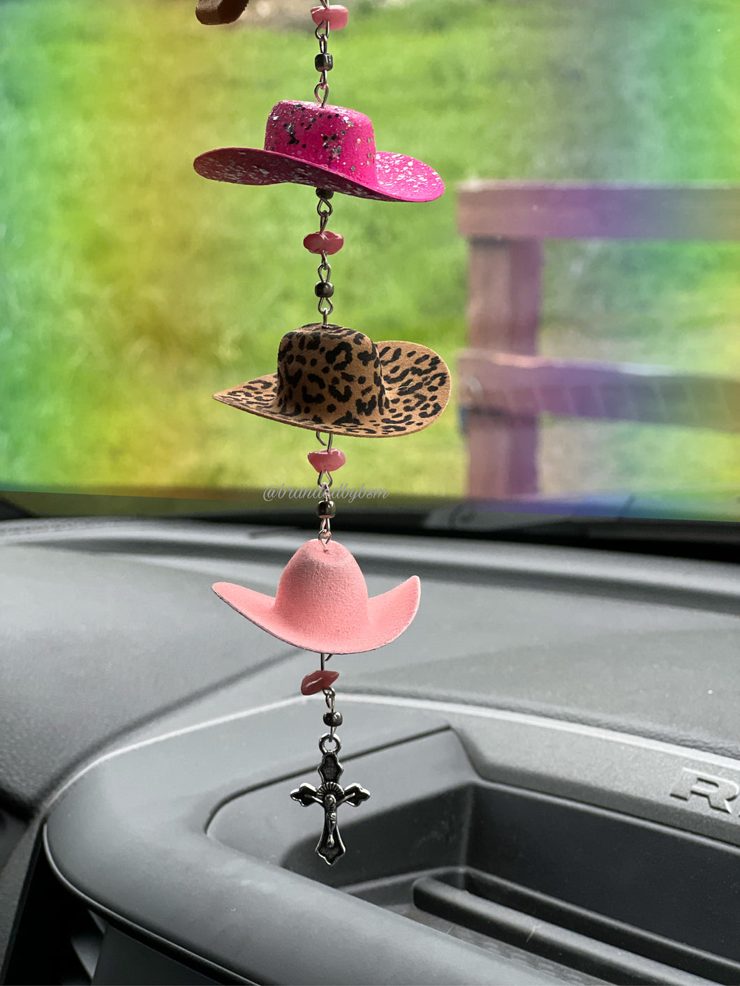 Pink Cowgirl Car Mirror