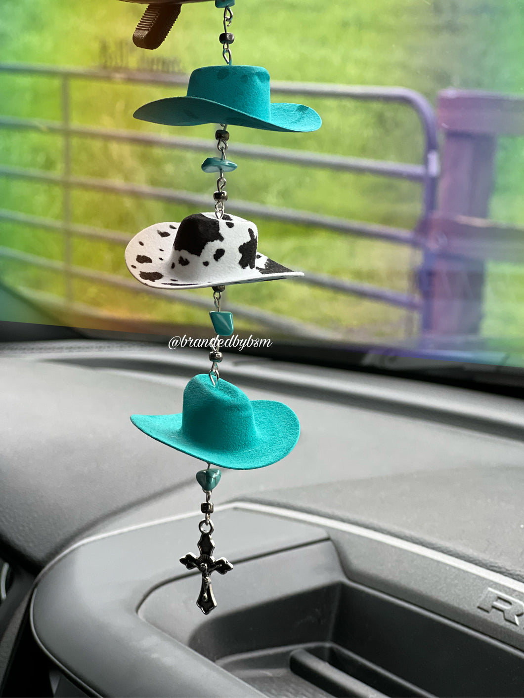 Turquoise Cowgirl Car Mirror